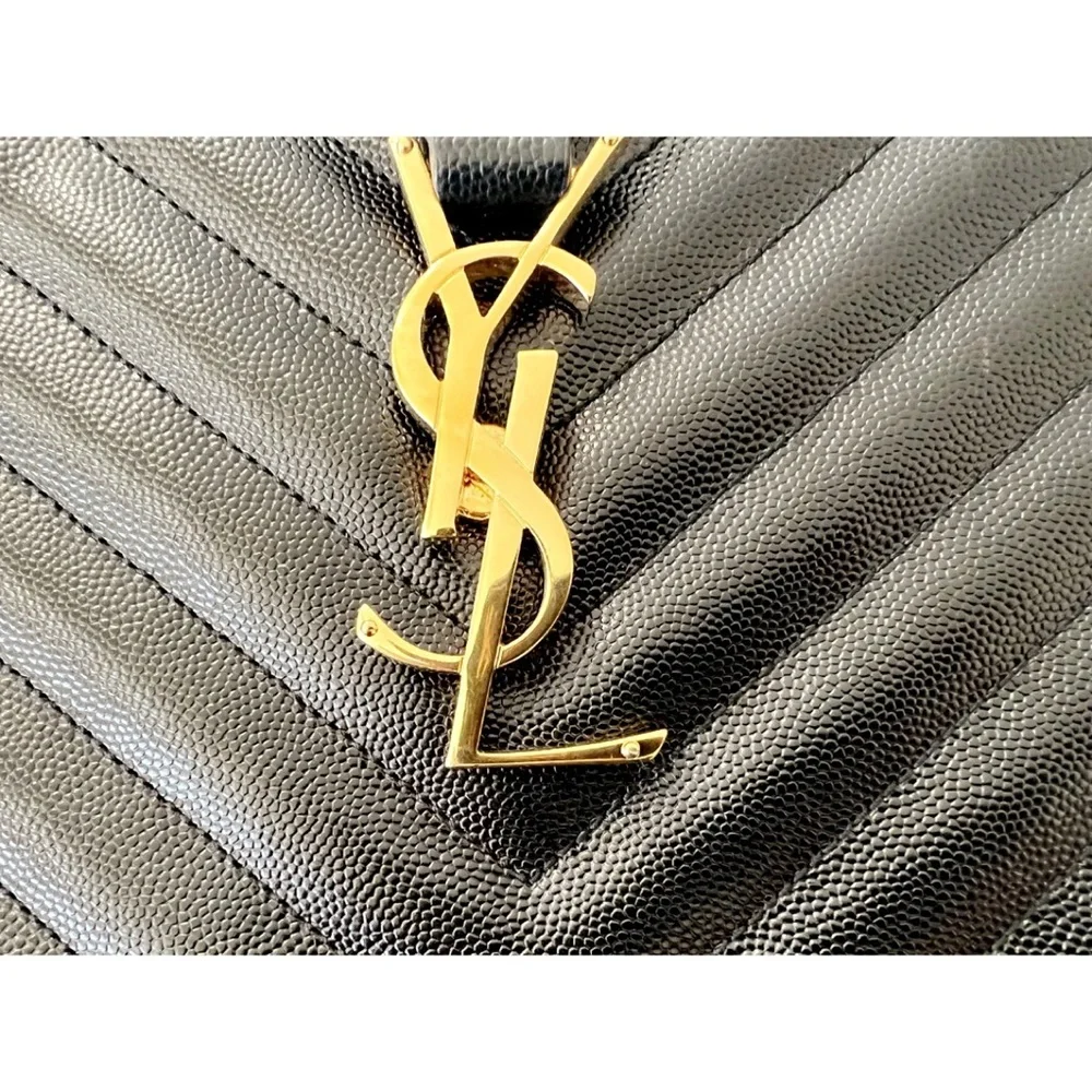 SAINT LAURENT MATELASSE LEATHER MONOGRAM CHAIN CASSANDRE TOTE - Picture 6 of 16